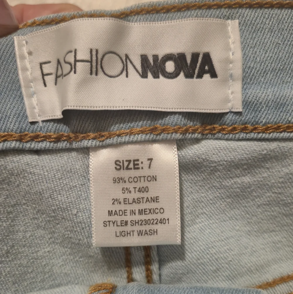 Fashion Nova Light Blue‎ Distressed Denim Cutoff Shorts
